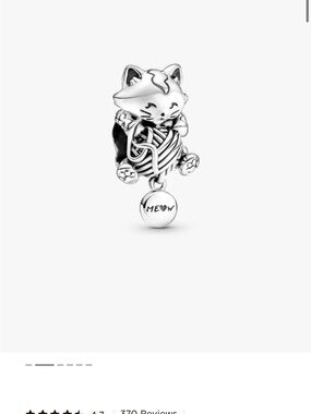 Pandora Sterling Silver Cat with Yarn Charm - Silver